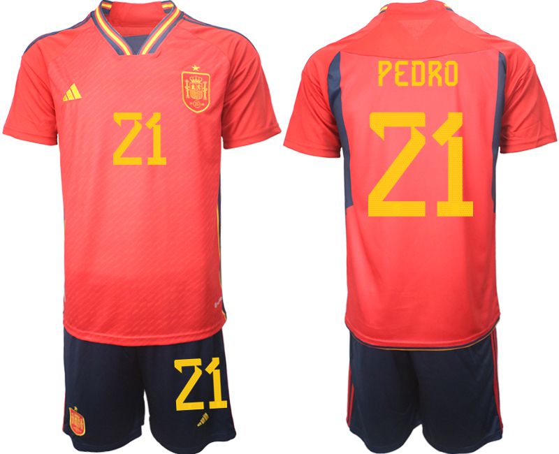 Men 2022 World Cup National Team Spain home red #21 Soccer Jerseys->spain jersey->Soccer Country Jersey